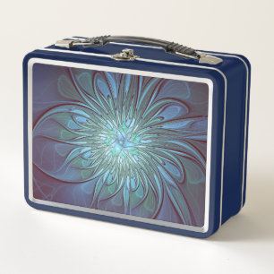 Lunch Box Moderne Abstrait tendance Fleur bleue Fractal Art