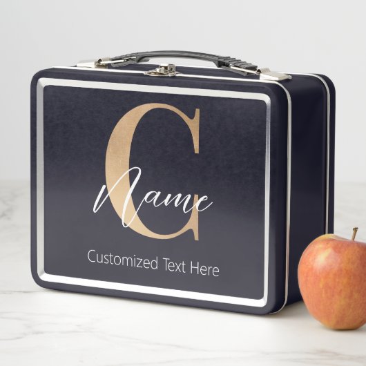 Lunch Box Moderne Monogramme Initial C & Nom Personnalisé (En situation)