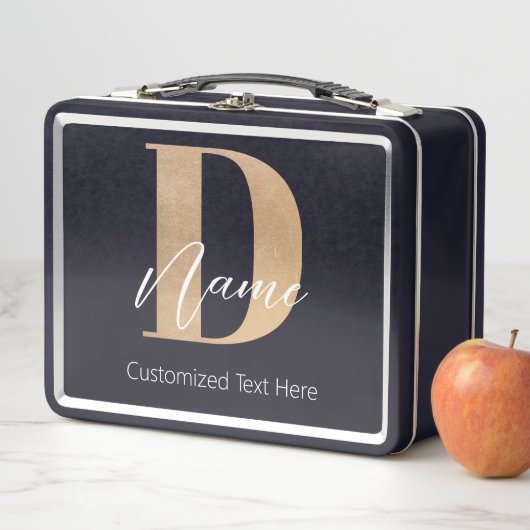 Lunch Box Moderne Monogramme Initiale D & Nom Personnalisé (En situation)