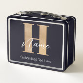 Lunch Box Moderne Monogramme Initiale H & Nom Personnalisé (Dos)