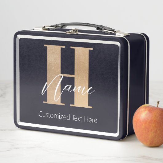 Lunch Box Moderne Monogramme Initiale H & Nom Personnalisé (En situation)