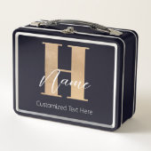 Lunch Box Moderne Monogramme Initiale H & Nom Personnalisé (Devant)