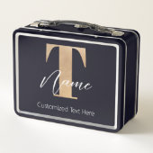 Lunch Box Moderne Monogramme Initiale T & Nom Personnalisé (Dos)