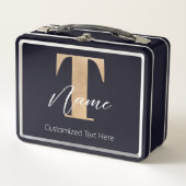 Lunch Box Moderne Monogramme Initiale T & Nom Personnalisé (Devant)