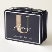 Lunch Box Moderne Monogramme Initiale U & Nom Personnalisé (Dos)