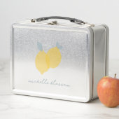 Lunch Box Moderne Pastel Citrus Lemons Motif Nom personnalis (En situation)