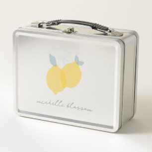 Lunch Box Moderne Pastel Citrus Lemons Motif Nom personnalis