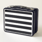 Lunch Box Moderne Simple Chic Noir Et Blanc Gratté Noir (Dos)