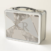 Lunch Box Moderne tendance Silver Gold Abstract Design Initi (Dos)