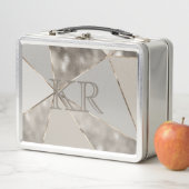 Lunch Box Moderne tendance Silver Gold Abstract Design Initi (En situation)