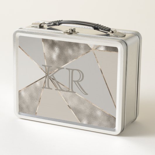Lunch Box Moderne tendance Silver Gold Abstract Design Initi (Devant)