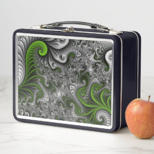 Lunch Box Monde Fantastique Art Fractal Abstrait Vert Et Gri