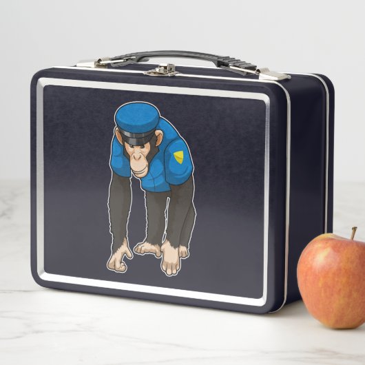 Lunch Box Monkey as Police officer with Uniform (En situation)