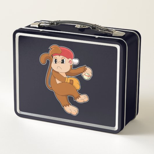 Lunch Box Monkey at baseball with baseball glove (Dos)