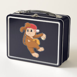 Lunch Box Monkey at baseball with baseball glove