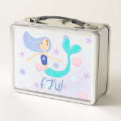Lunch Box Monogram Cute Pastel Periwinkle Mermaid Princesse (Dos)