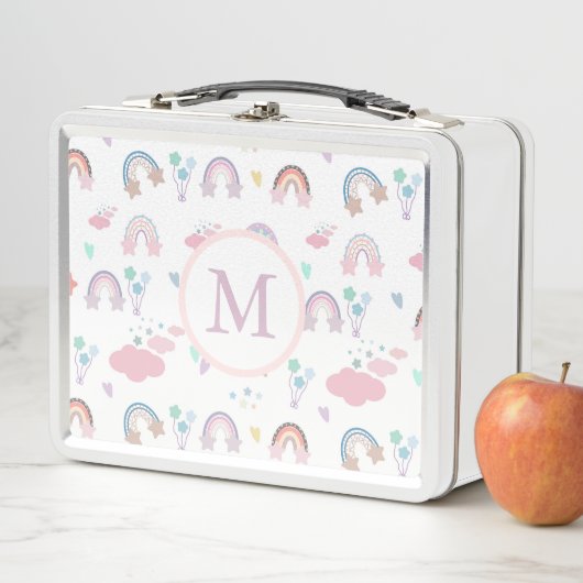 Lunch Box Monogram Pastel Boho Arc-en-ciel (En situation)
