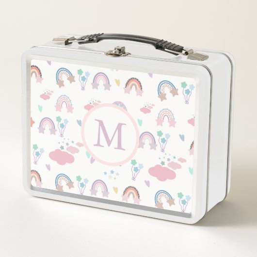 Lunch Box Monogram Pastel Boho Arc-en-ciel (Devant)