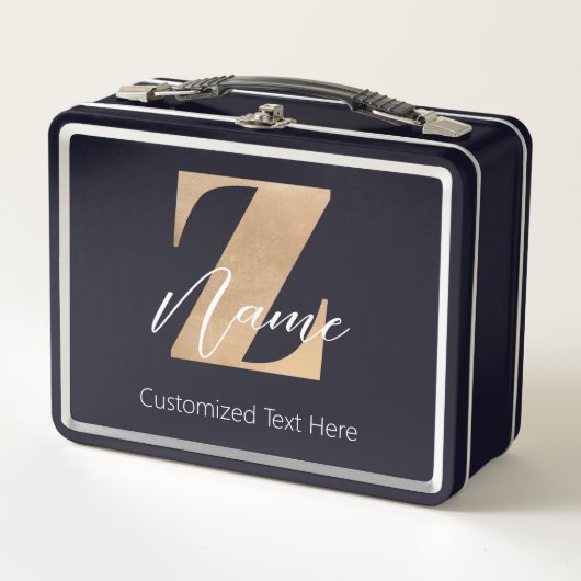 Lunch Box Monogram with Initial Z & Custom Name Personalized (Devant)