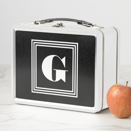 Lunch Box Monogramme 3 trames en gras | Noir et blanc (En situation)