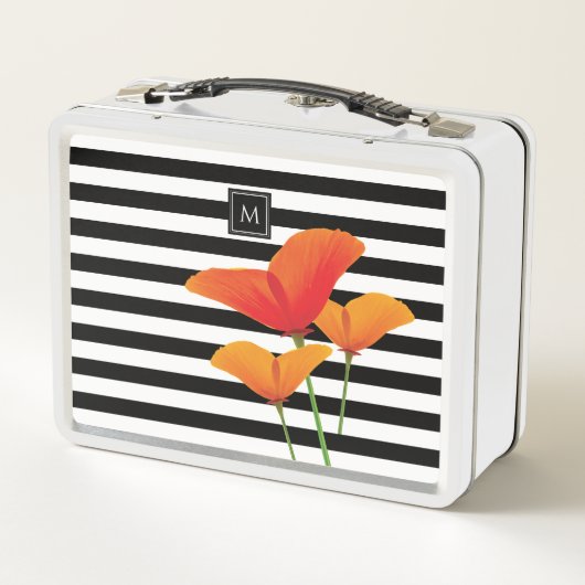 Lunch Box Monogramme à rayures noires chic (Dos)