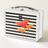 Lunch Box Monogramme à rayures noires chic (Devant)