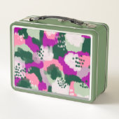Lunch Box Monogramme Abstrait de peinture verte et violette (Dos)