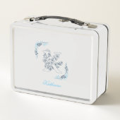 Lunch Box Monogramme bleu "K" floral calme initial (Dos)