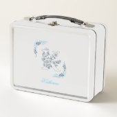 Lunch Box Monogramme bleu "K" floral calme initial (Devant)
