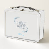 Lunch Box Monogramme bleu "W" initial Flore calme (Devant)