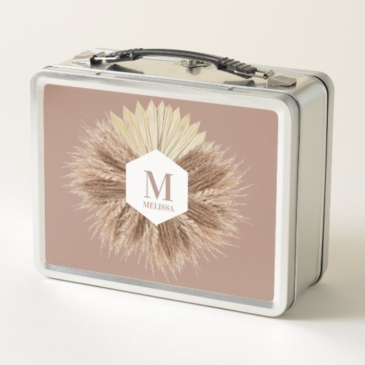 Lunch Box Monogramme de couleurs neutres rustiques chaudes (Dos)