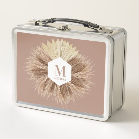 Lunch Box Monogramme de couleurs neutres rustiques chaudes (Devant)