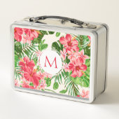 Lunch Box Monogramme de fleurs Hibiscus personnalisé Boîte à (Dos)