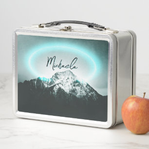 Lunch Box Monogramme de lumière de néon bleu mystérieux de m