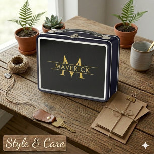 Lunch Box Monogramme de nom personnalisé Décor élégant