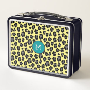 Lunch Box Monogramme Empreinte de léopard jaune et gris