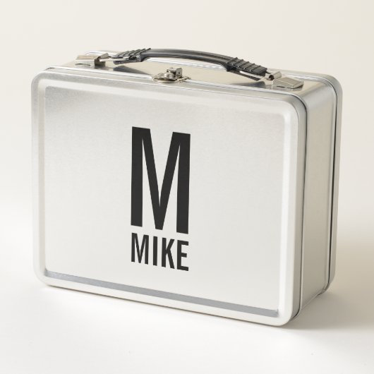 Lunch Box Monogramme et nom personnalisés modernes (Devant)