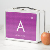 Lunch Box Monogramme & étoile sur parties scintillant royal (En situation)