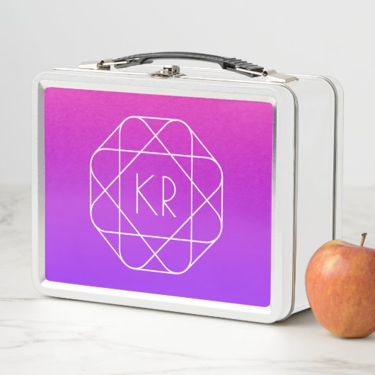 Lunch Box Monogramme géométrique cool | Violette violette ma (En situation)