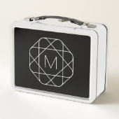 Lunch Box Monogramme géométrique noir et blanc (Dos)