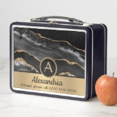 Lunch Box Monogramme Gold Custom Nom Luxe Chic (En situation)