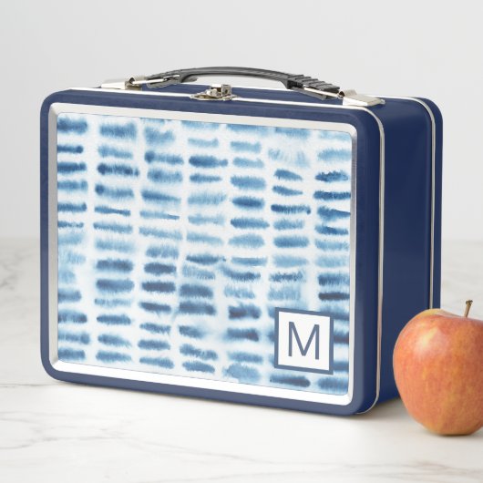 Lunch Box Monogramme | Impression de l'aquarelle Indigio (En situation)