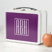 Lunch Box Monogramme initial | Blanc Sur Violet Profond (En situation)