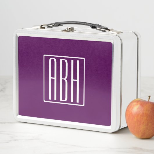 Lunch Box Monogramme initial | Blanc Sur Violet Profond (En situation)