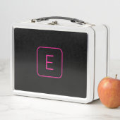 Lunch Box Monogramme Initial De Style Moderne | Rose Et Noir (En situation)
