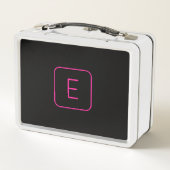 Lunch Box Monogramme Initial De Style Moderne | Rose Et Noir (Dos)