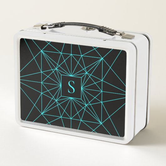 Lunch Box Monogramme initial | Design géométrique turquoise (Dos)