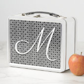 Lunch Box Monogramme initial géométrique noir et blanc (En situation)