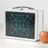 Lunch Box Monogramme Initial | Motif Géométrique Turquoise (En situation)