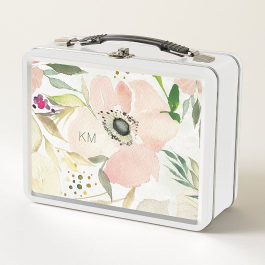 Lunch Box Monogramme | la joie de l'aquarelle du blanc | (Devant)